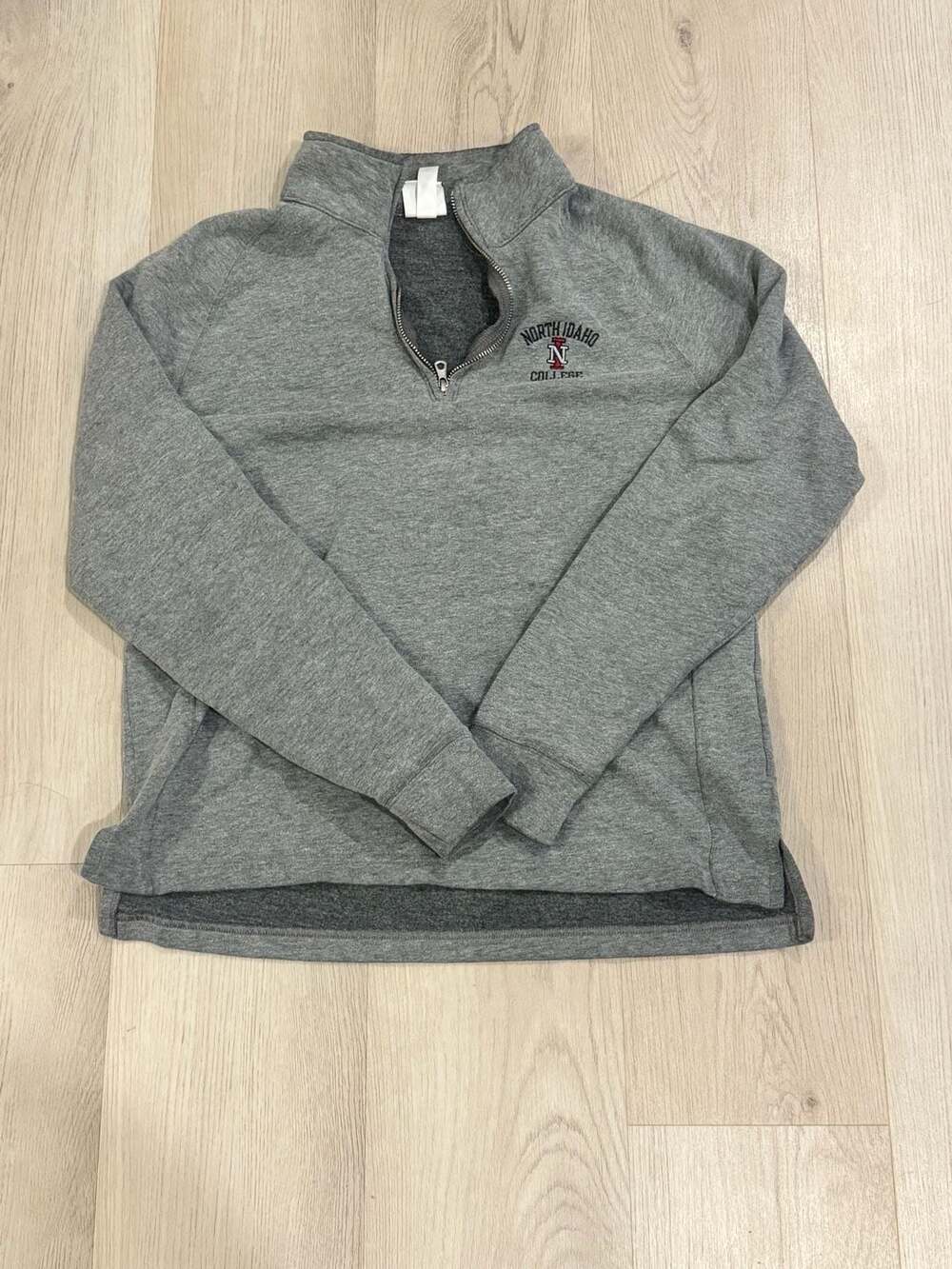 North Idaho College 1/4 Zip Size L Gray Pullover